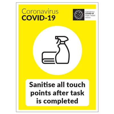 Sanitise All Touch Points After Task Is Completed Sign Sanitise All Touch Points After Task Is Completed Sign